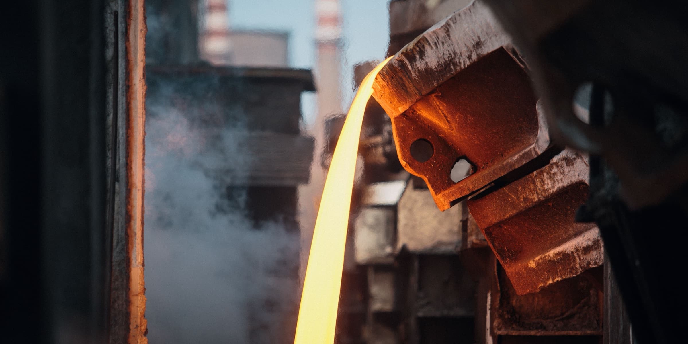 Molten metal pouring in a foundry